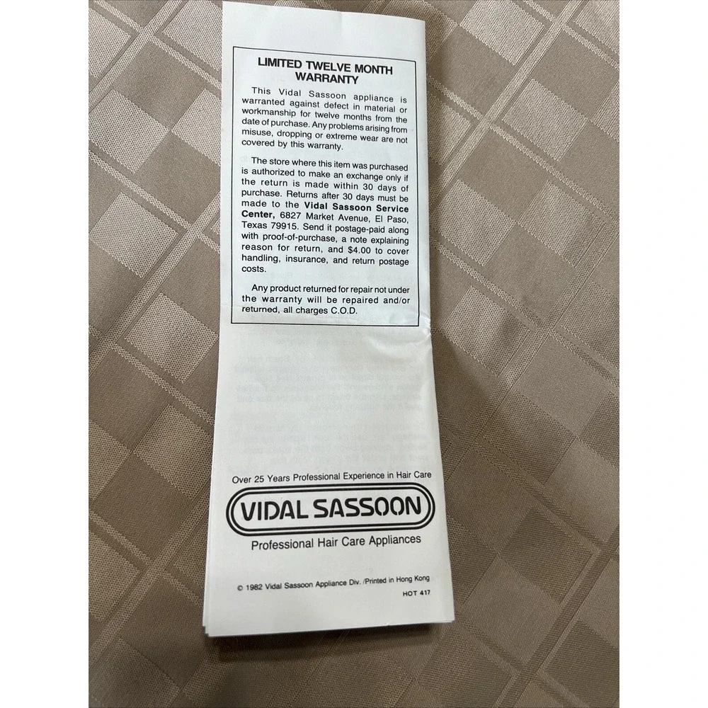 Vidal Sassoon Curling Iron Brush Set‎ VS122 Original Manual Tested Vintage EUC